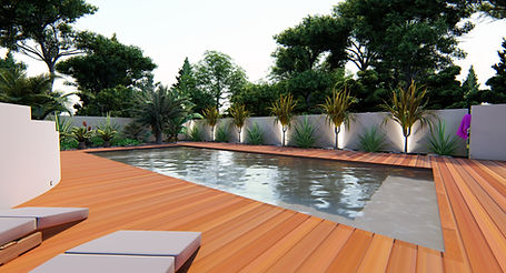 éclairage Led piscine contemporaine.