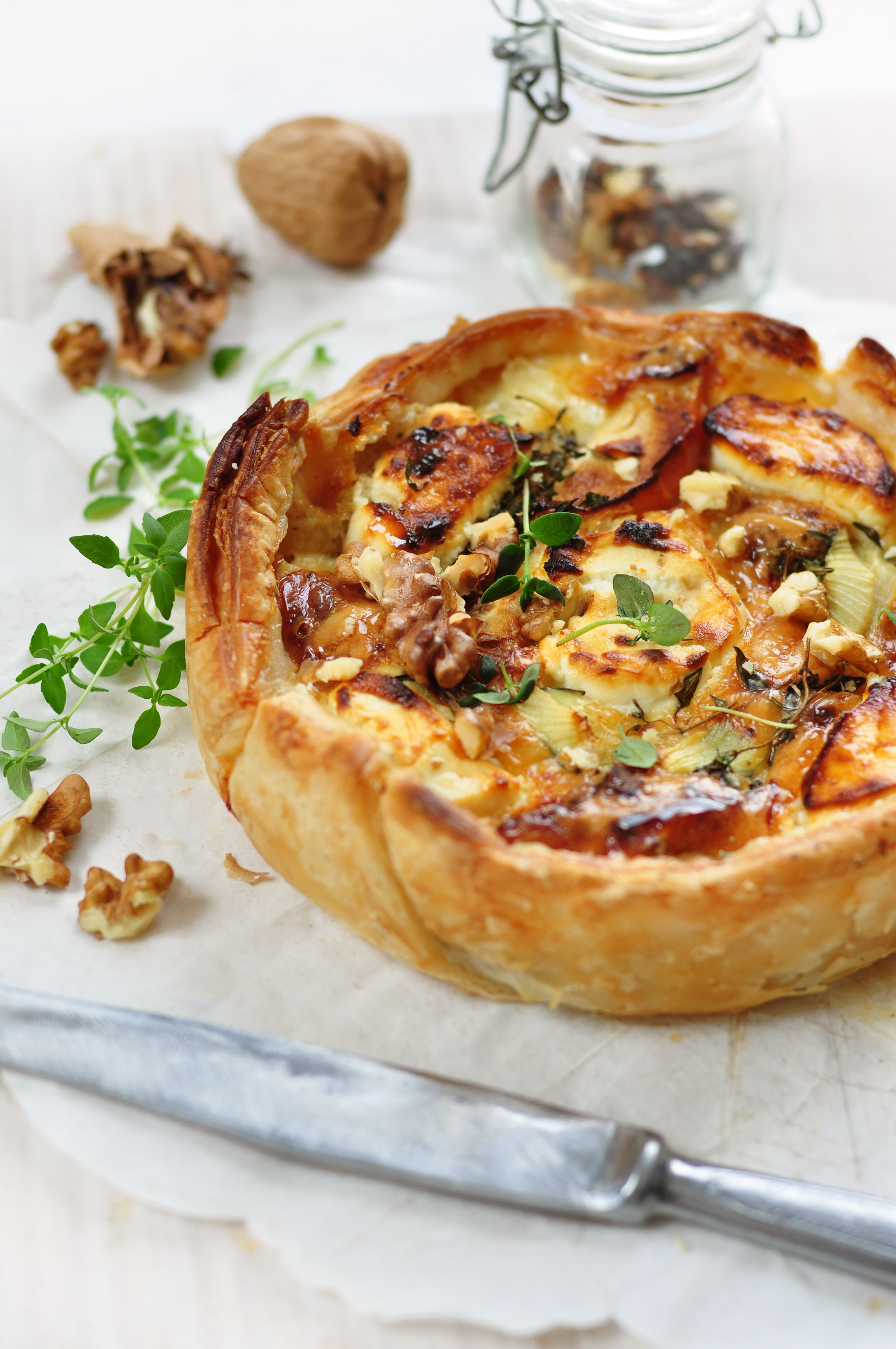 GOATS CHEESE, THYME & CARAMELIZED RED ONION TART