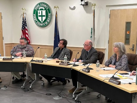 photo of York County Manager Greg Zinser and Commissioners Richard Clark, Robert Andrews, Chair Richard Dutremble, Donna Ring, and Justin Chenette.