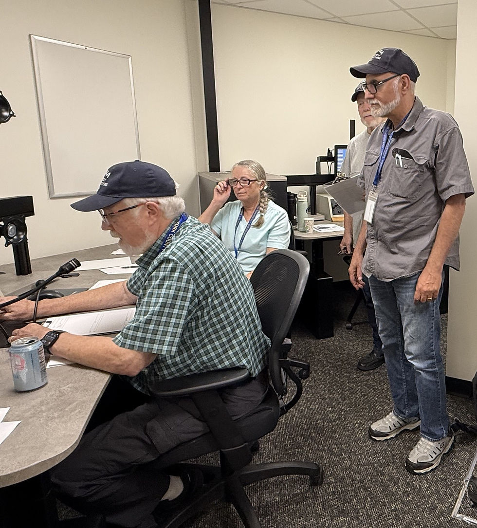 Keeping clear communication is a vital task in any disaster. Here, York County EMA volunteers help carry out the communications response to a mock hurricane - part of a county, tribal, state and federal exercise that took place Sept. 16.