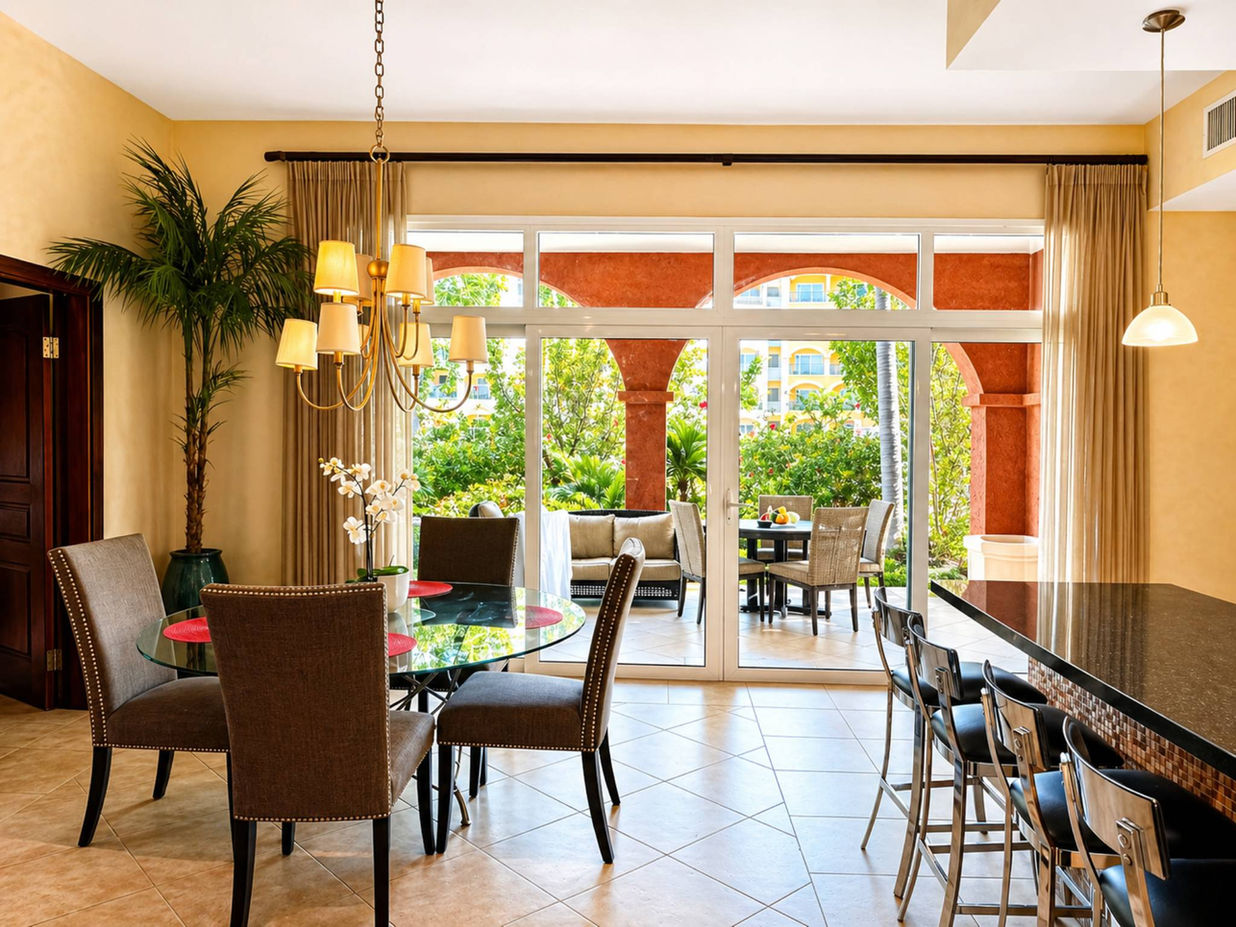 Dining area with terrace view in Sint Maarten real estate property