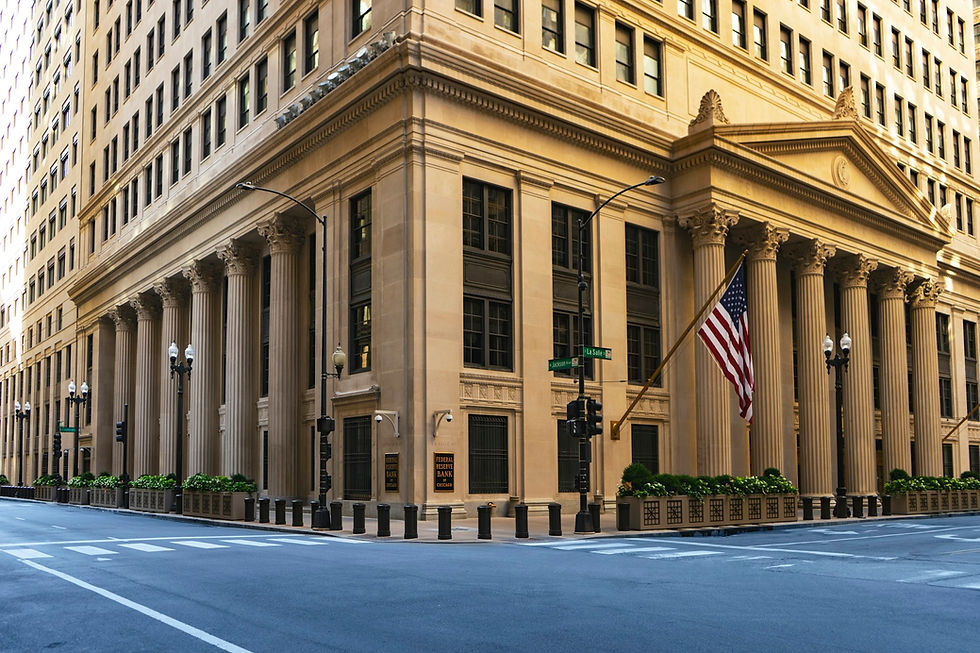 Bank building with stone columns