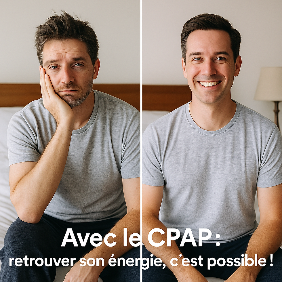 Personne fatigué avant l'utilisation du CPAP et plus éveillé après