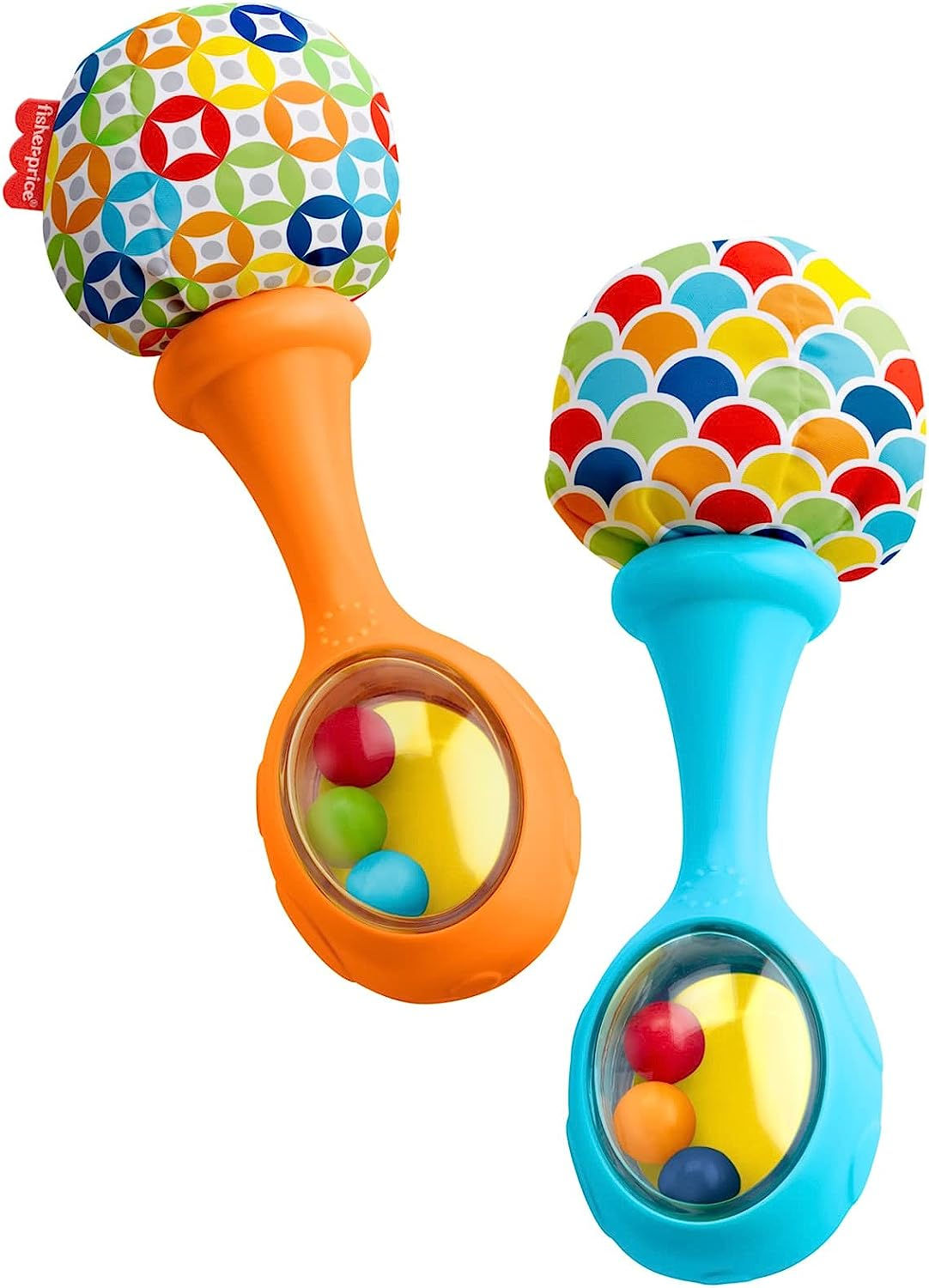 Fisher-Price Newborn Toys Rattle 'n Rock Maracas, Set of 2,Blue and Orange