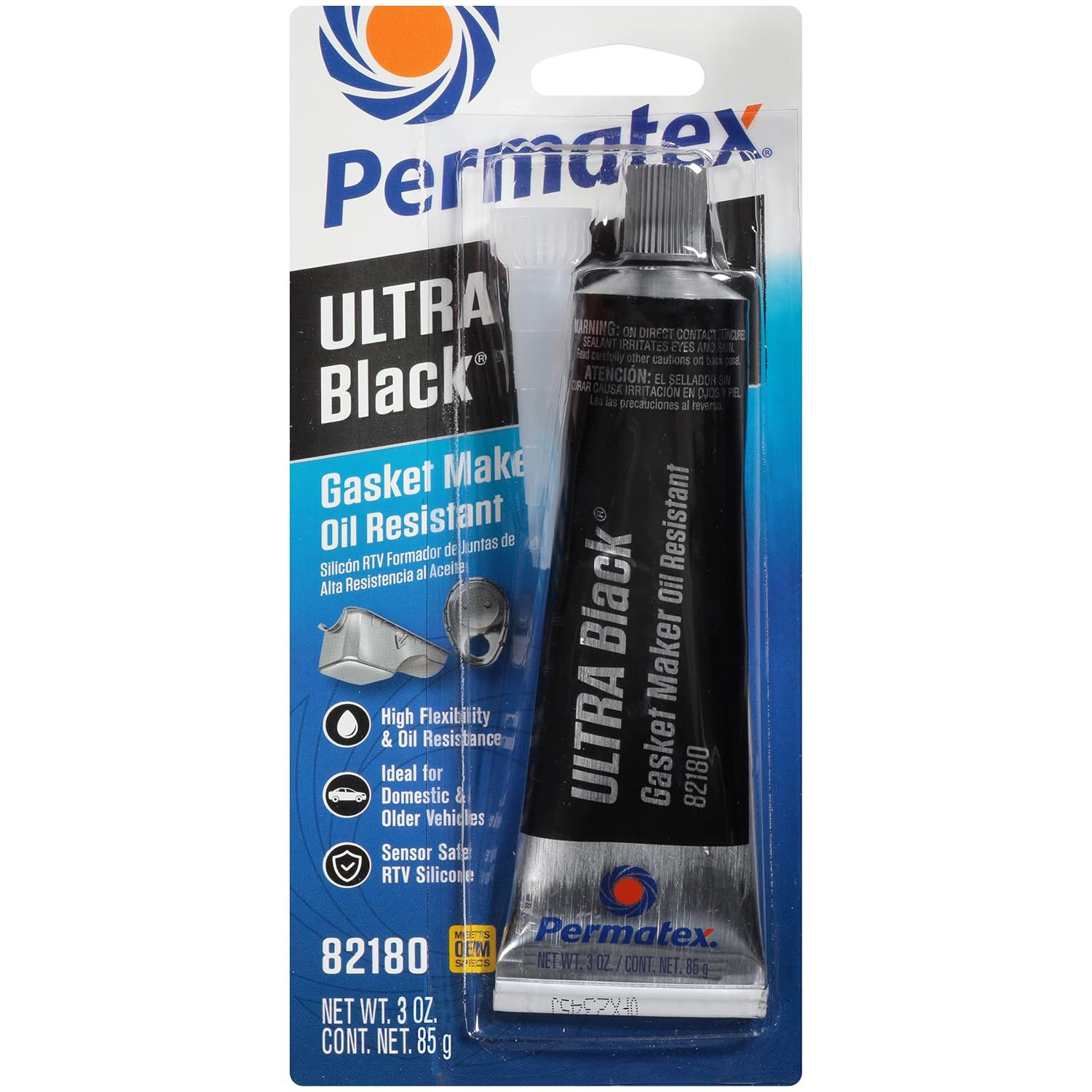 Permatex 82180 Ultra Black Maximum Oil Resistance RTV Silicone Gasket Maker,3 oz