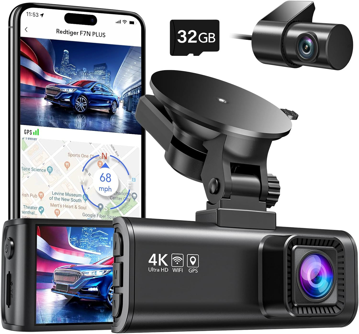 REDTIGER Dash Cam Front Rear, 4K/2.5K Full HD Dash Camera for Cars