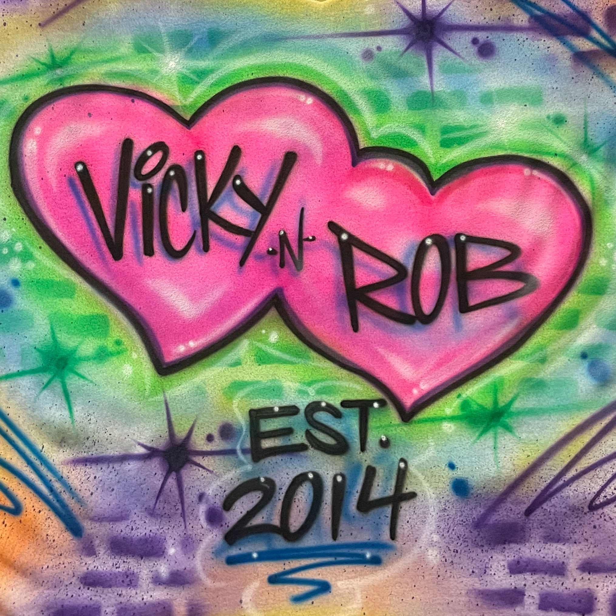 Two Heart Brick Wall Name Design