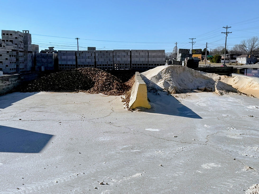 RIVER ROCK, SAND, CONCRETE BLOCKS