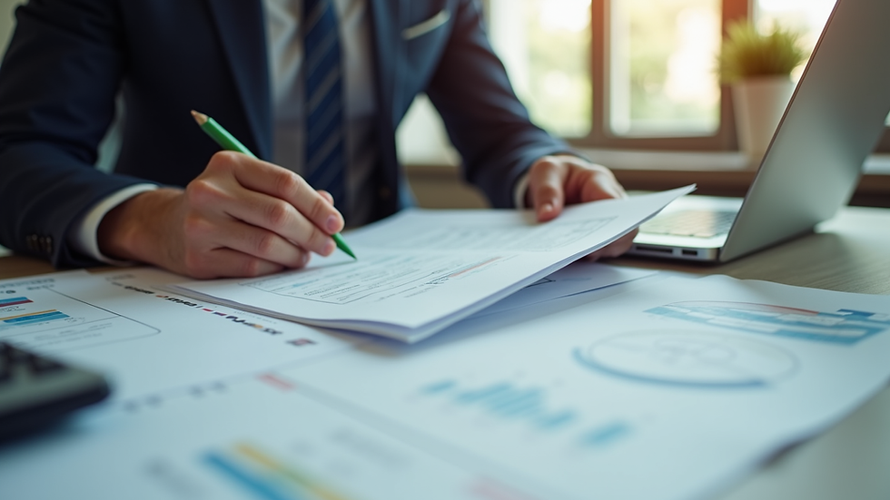 Close-up view of a person checking financial documents
