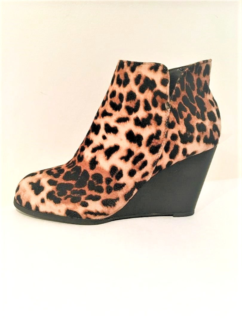 Wedge Leopard Ankle Boots