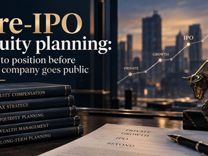 Executive reviewing pre-IPO equity planning documents before a company goes public