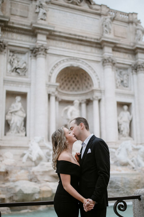 Engagement photo at Trevi Fountain  Rome, La Dolce Vita inspired