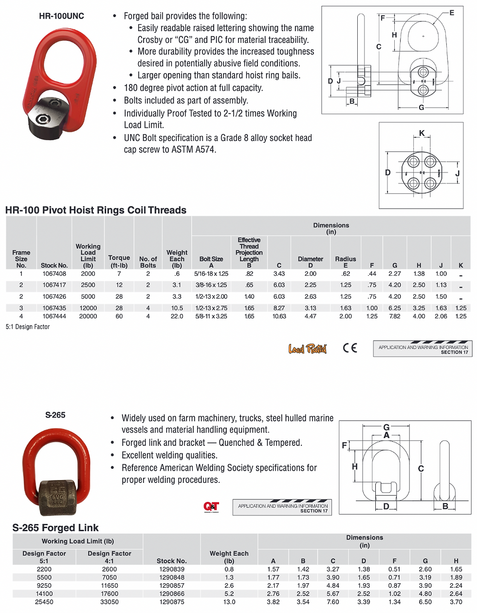 Crosby® HR-100 Pivot Hoist Rings