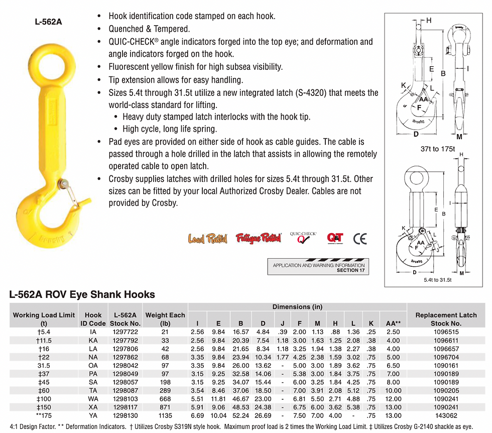 Crosby® L-562A ROV Shank Hooks