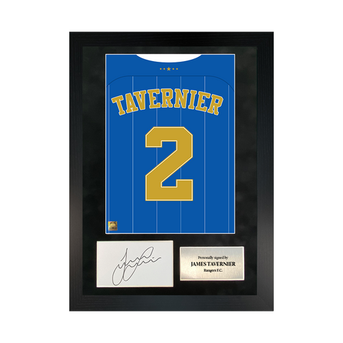 James Tavernier Signed 21/22 Shirt Back Poster Frame Mr