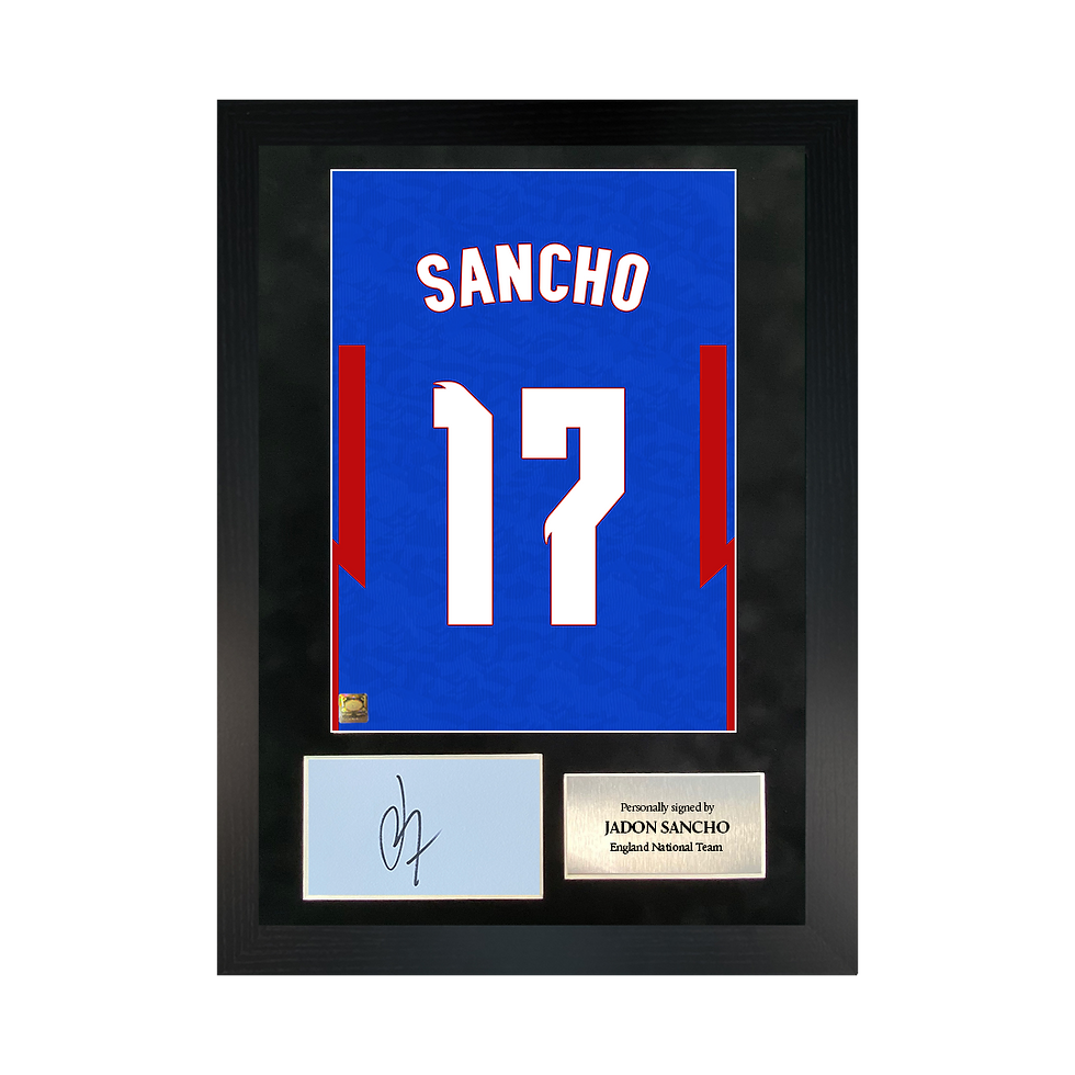 Jadon Sancho | Signed 20/22 Away Shirt Back Poster Frame