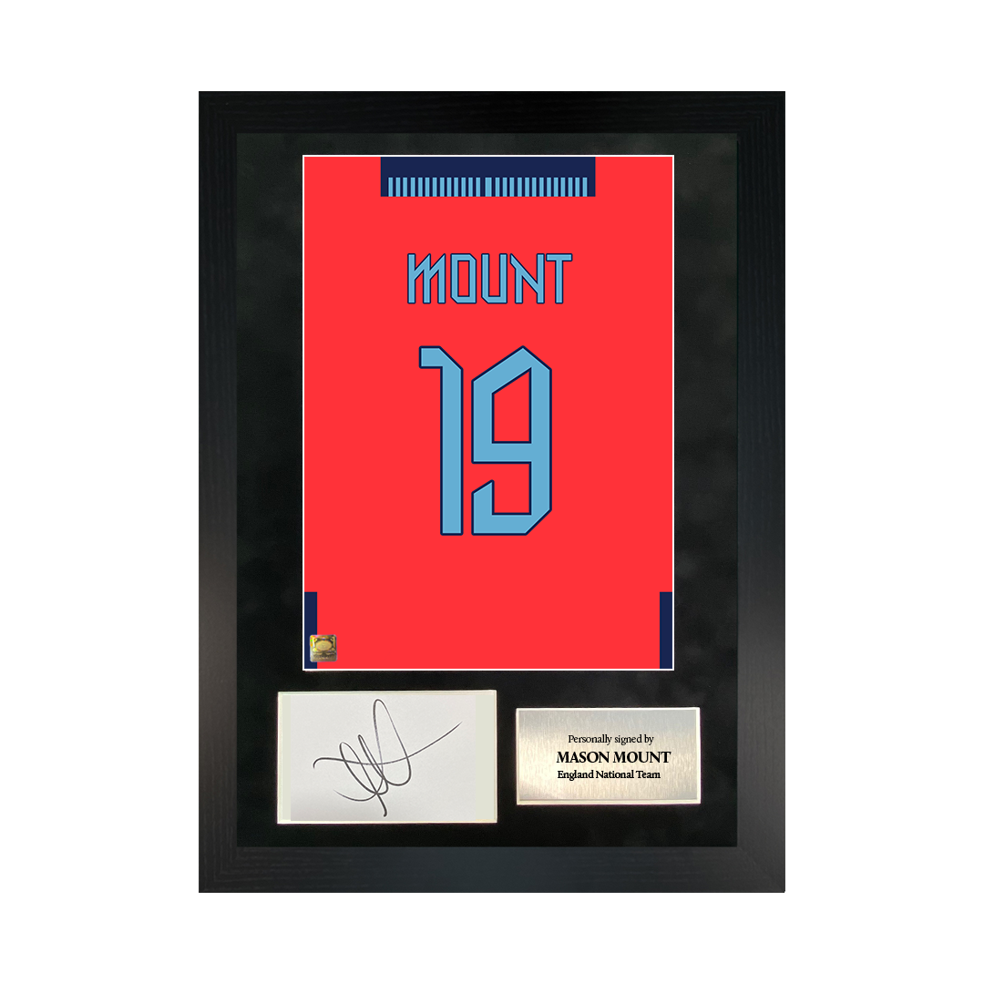 Mason Mount | Signed '22 World Cup Away Shirt Back Poster Frame