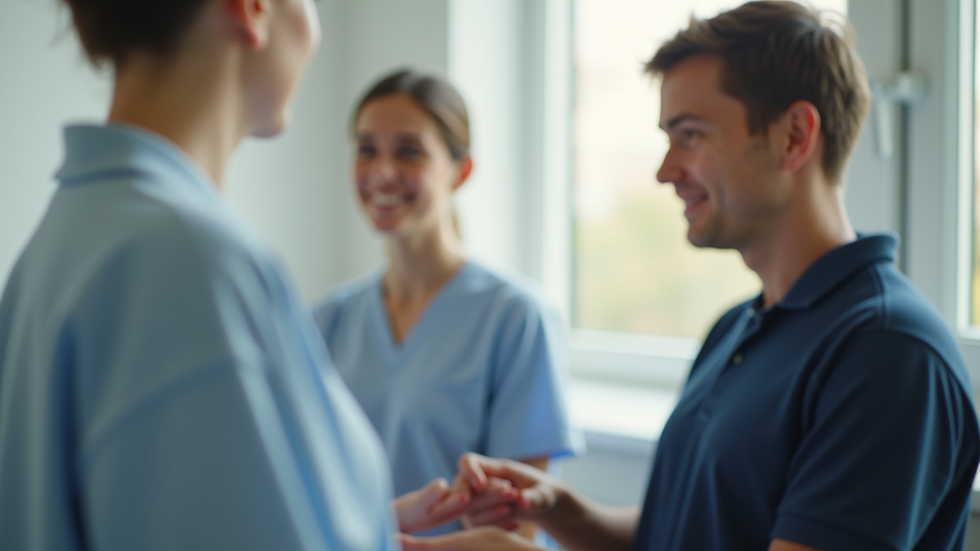 Close-up view of students attending a physiotherapy practical session