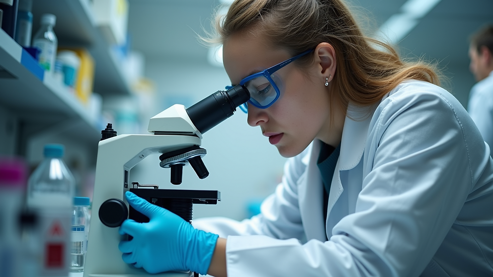 Eye-level view of a student working with lab equipment during training
