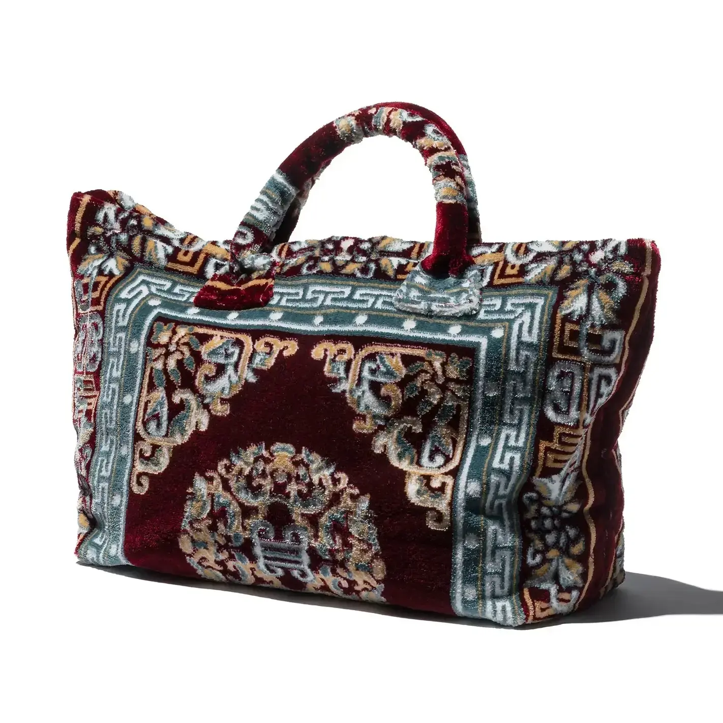 Polyester Cotton Rug Fabric Bag Burgundy