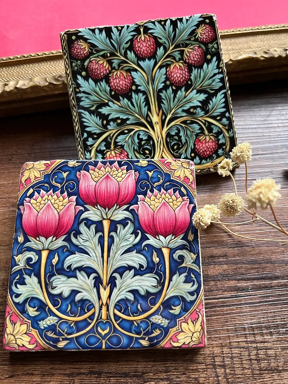 Thumbnail: William Morris Inspired Stone Coasters - Set of 4