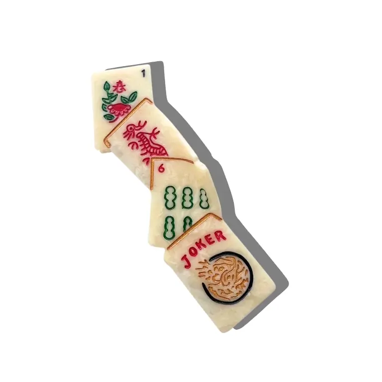 Hand-Painted Mahjong Claw Hair Clip | Eco-Friendly