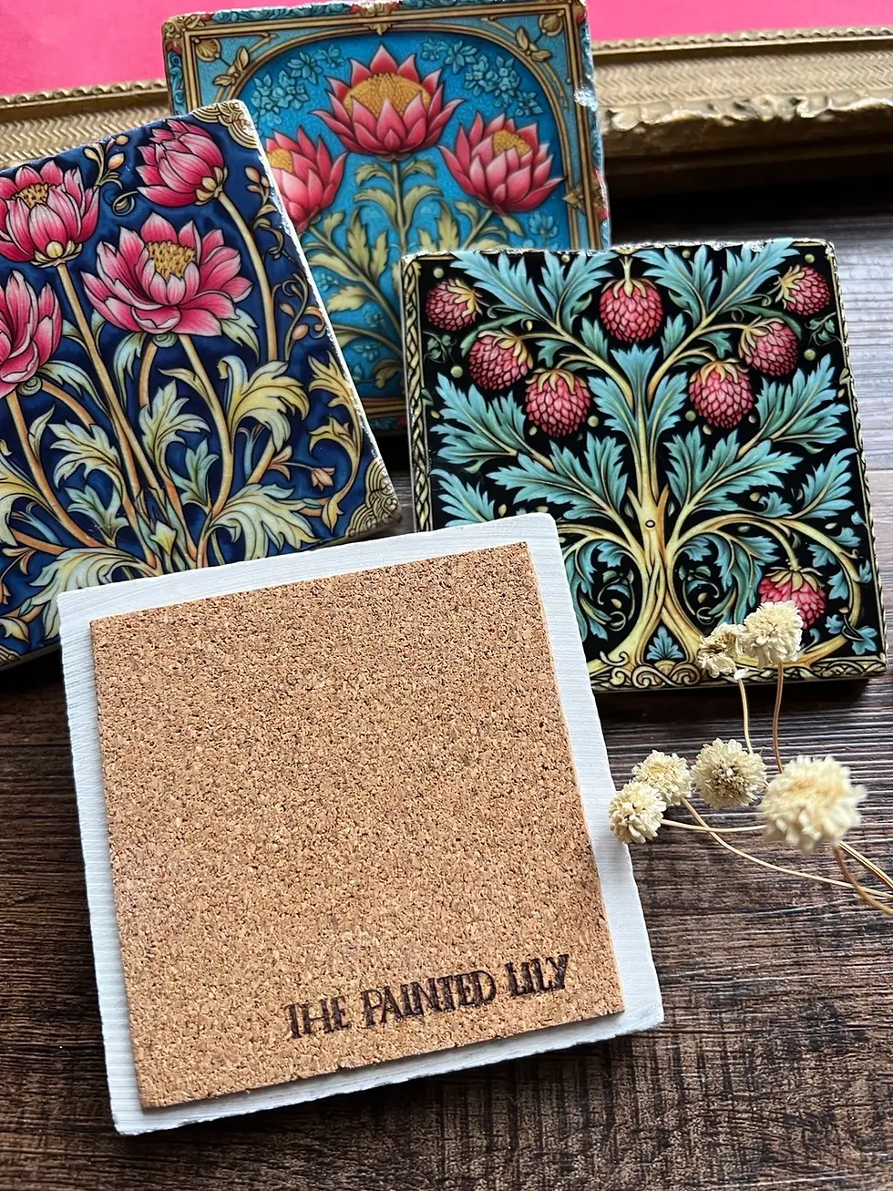 Thumbnail: William Morris Inspired Stone Coasters - Set of 4