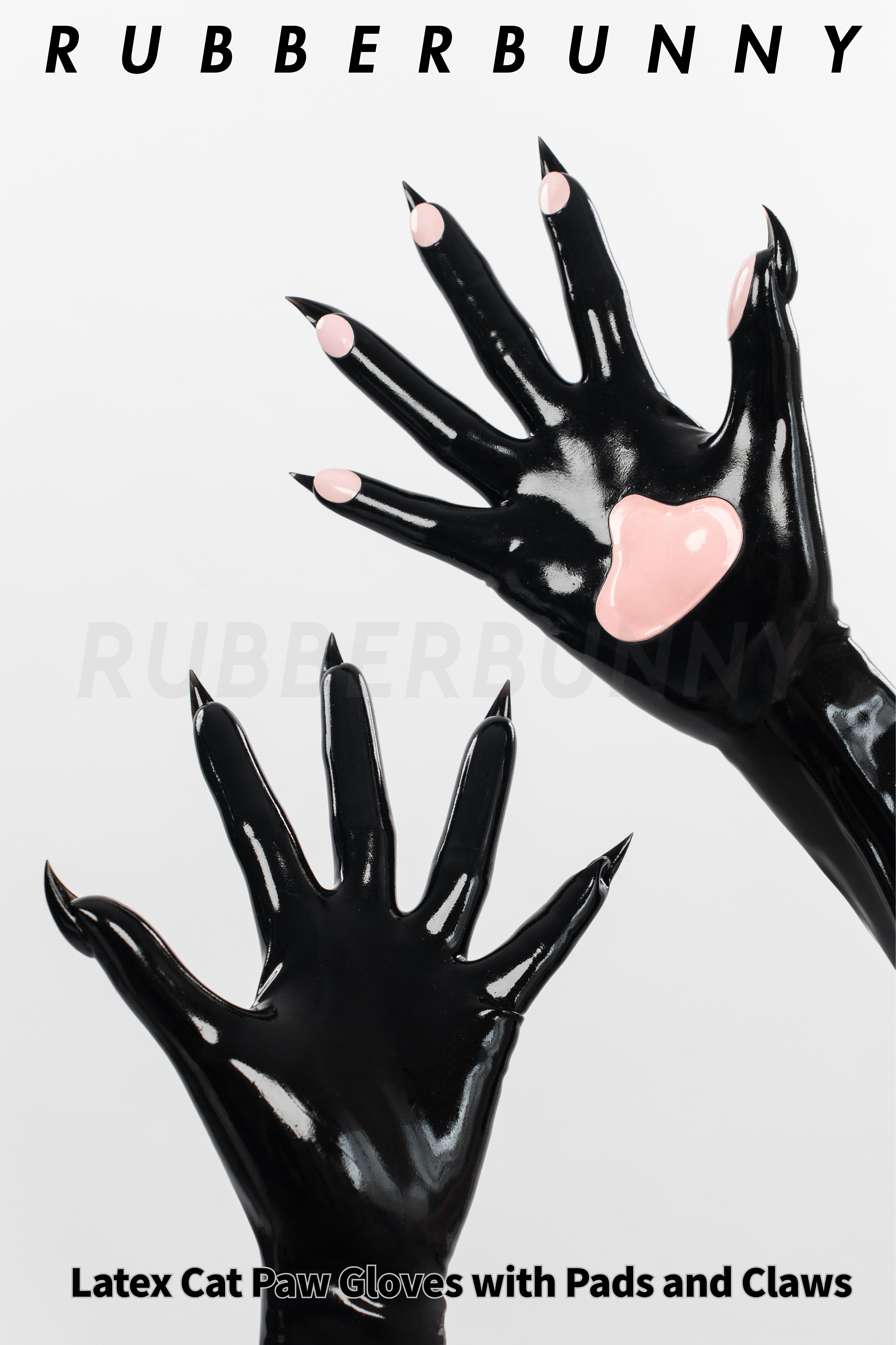 RubberBunny - Latex Cat Paw Gloves with Pads and Claws