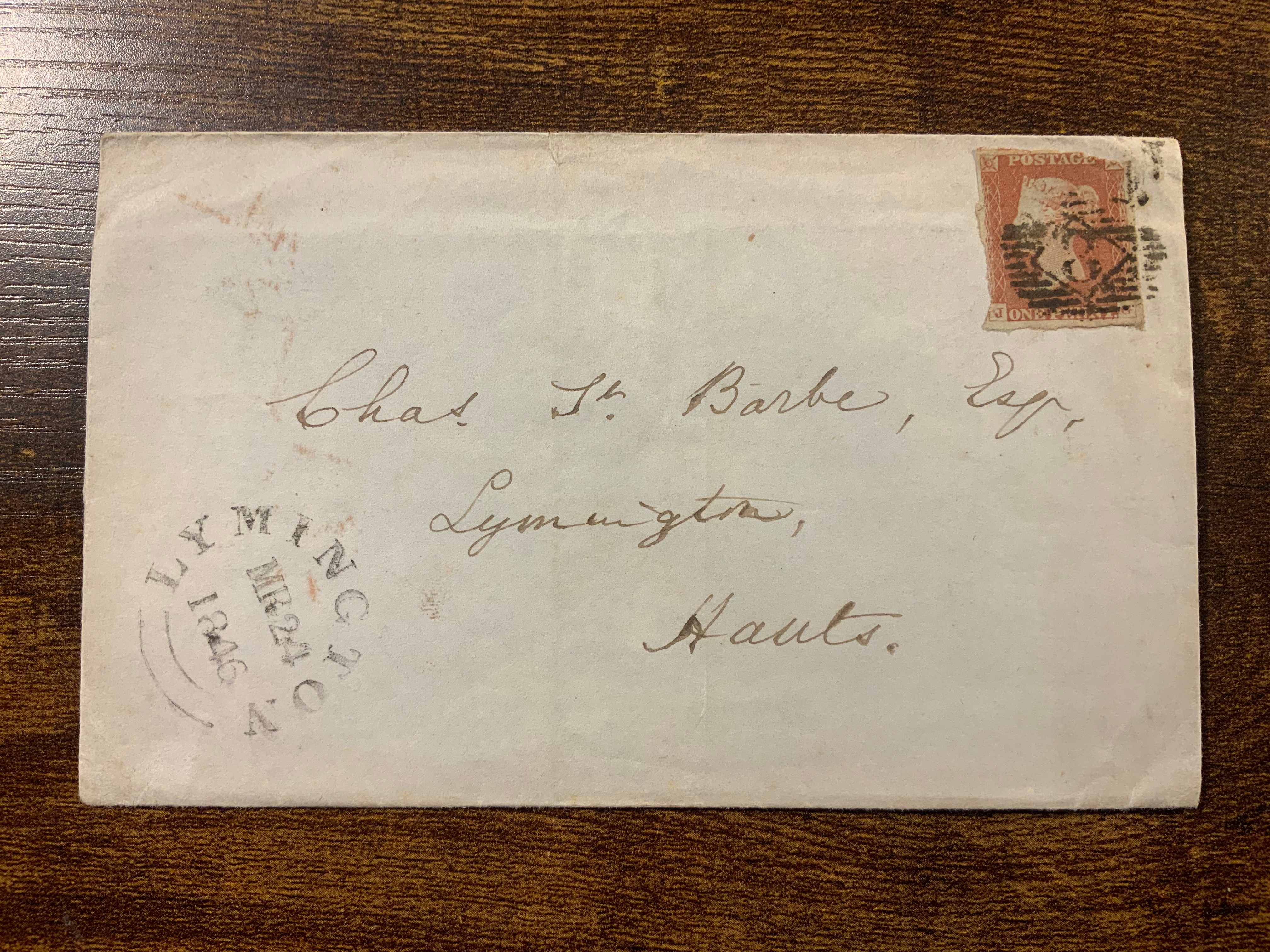 1846 Penny Red cover Charing Cross date stamp etc