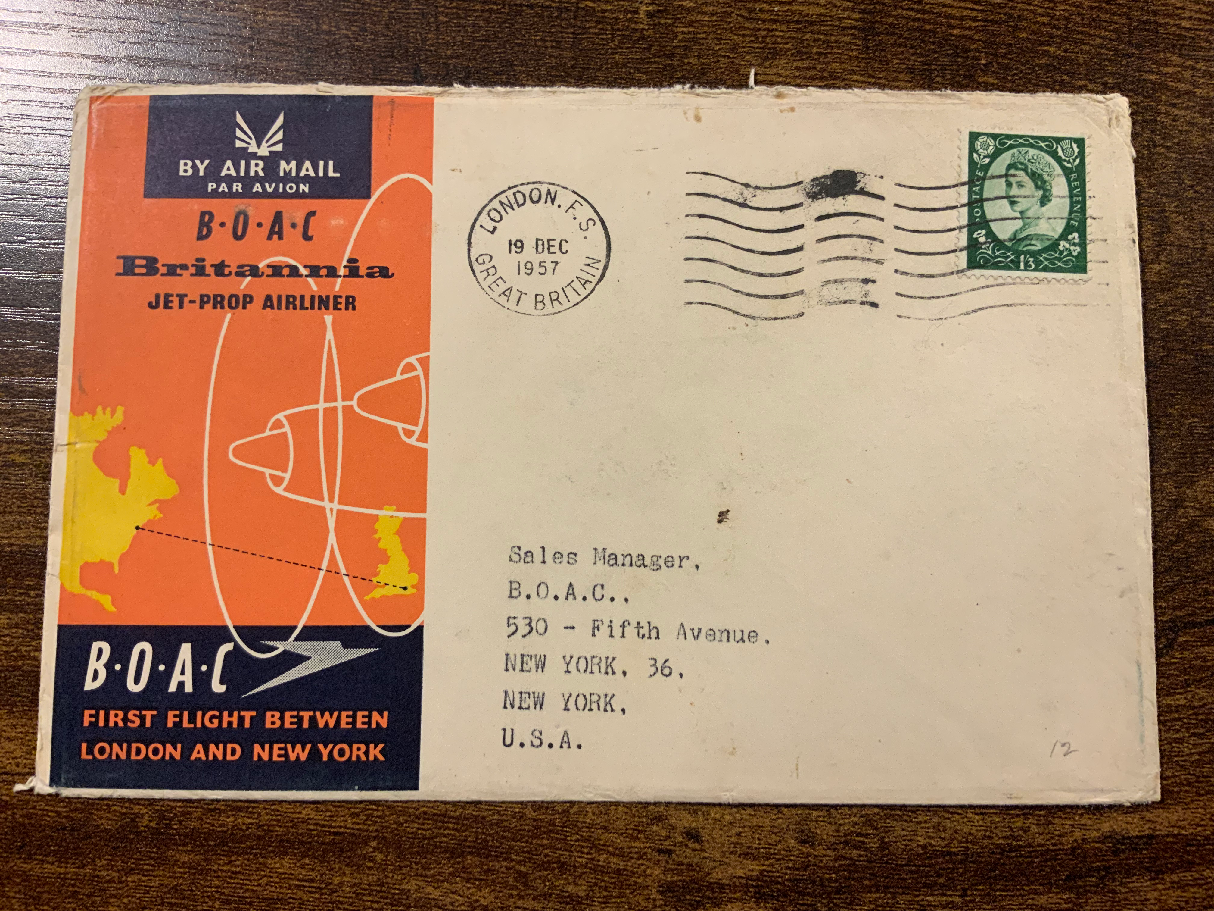 GB BOAC first flight cover Jet Prop airliner