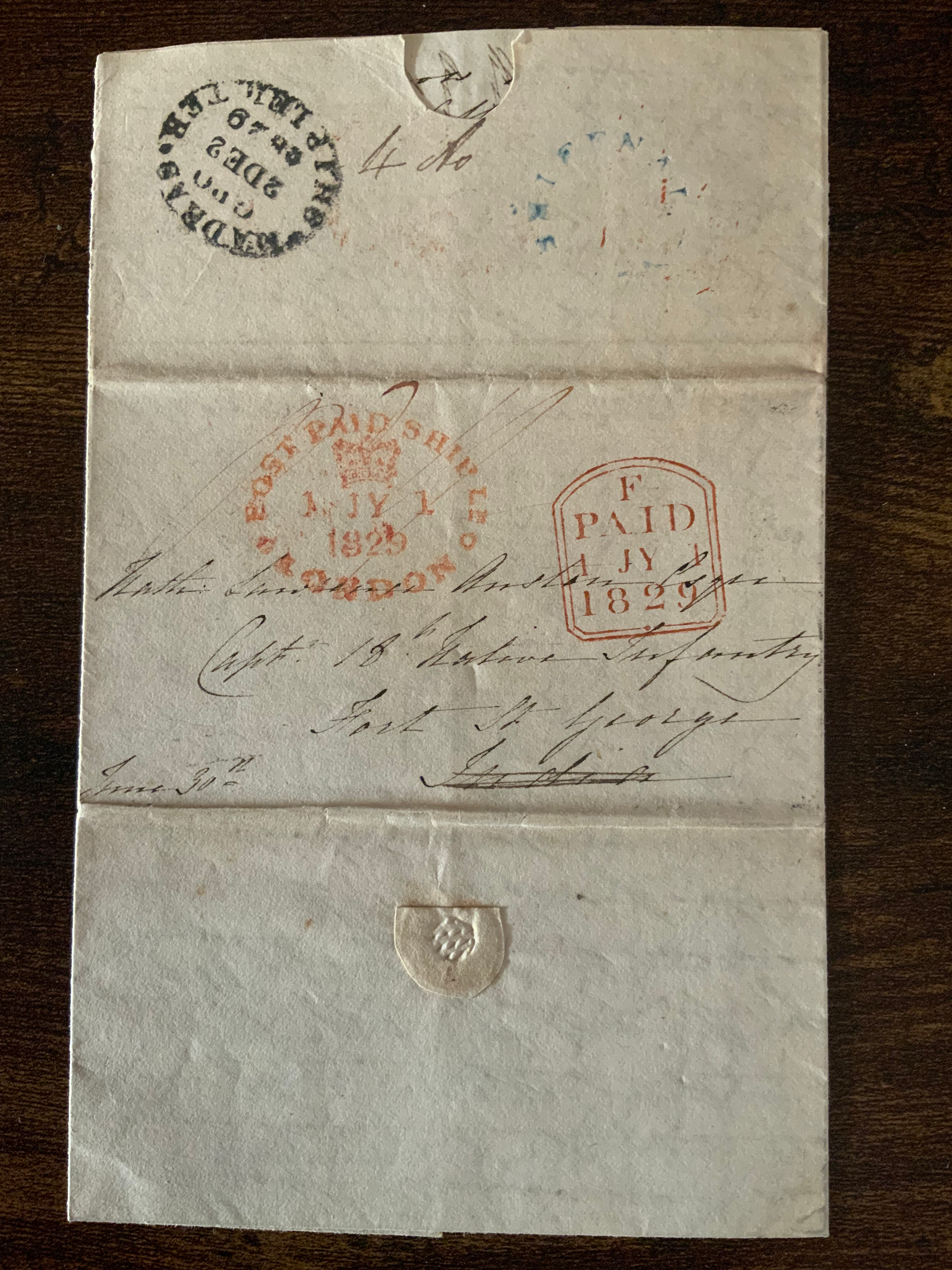 1829 Ship letter stunning 
