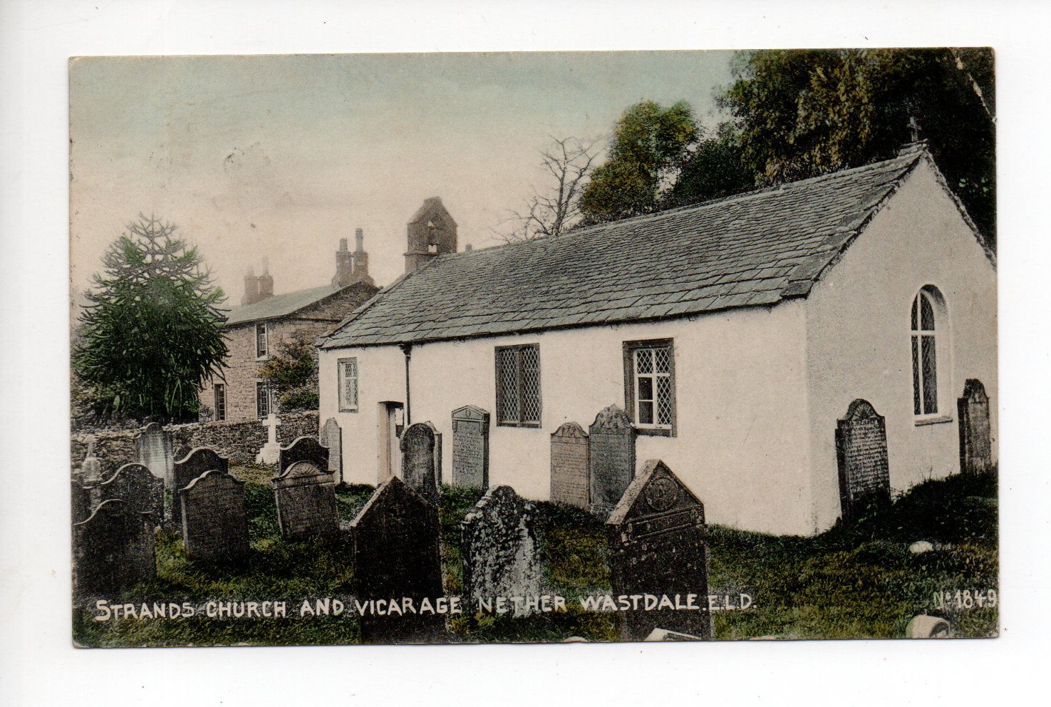 Cumbria Postcard 1908 Strands Church & Vicarage Nether Wasrdale