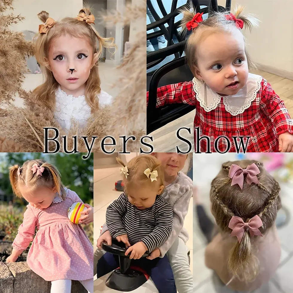 Thumbnail: 10Pcs/Set Solid Color Kids Bows Hair Clips for Baby Girls Handmade Ribbon