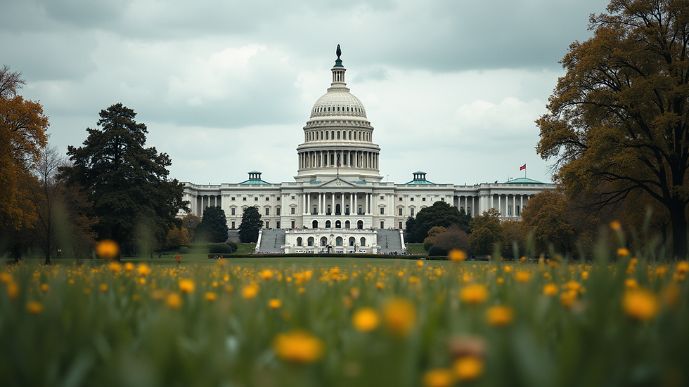 Eye-level view of a historic building representing democracy