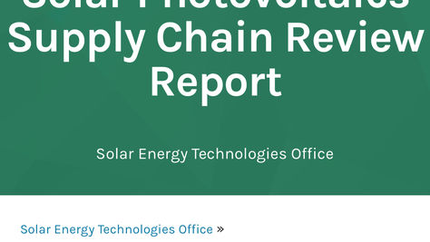 Solar Photovoltaics Supply Chain Review Report
