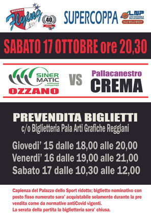 INFO PREVENDITA SINERMATIC OZZANO vs CREMA