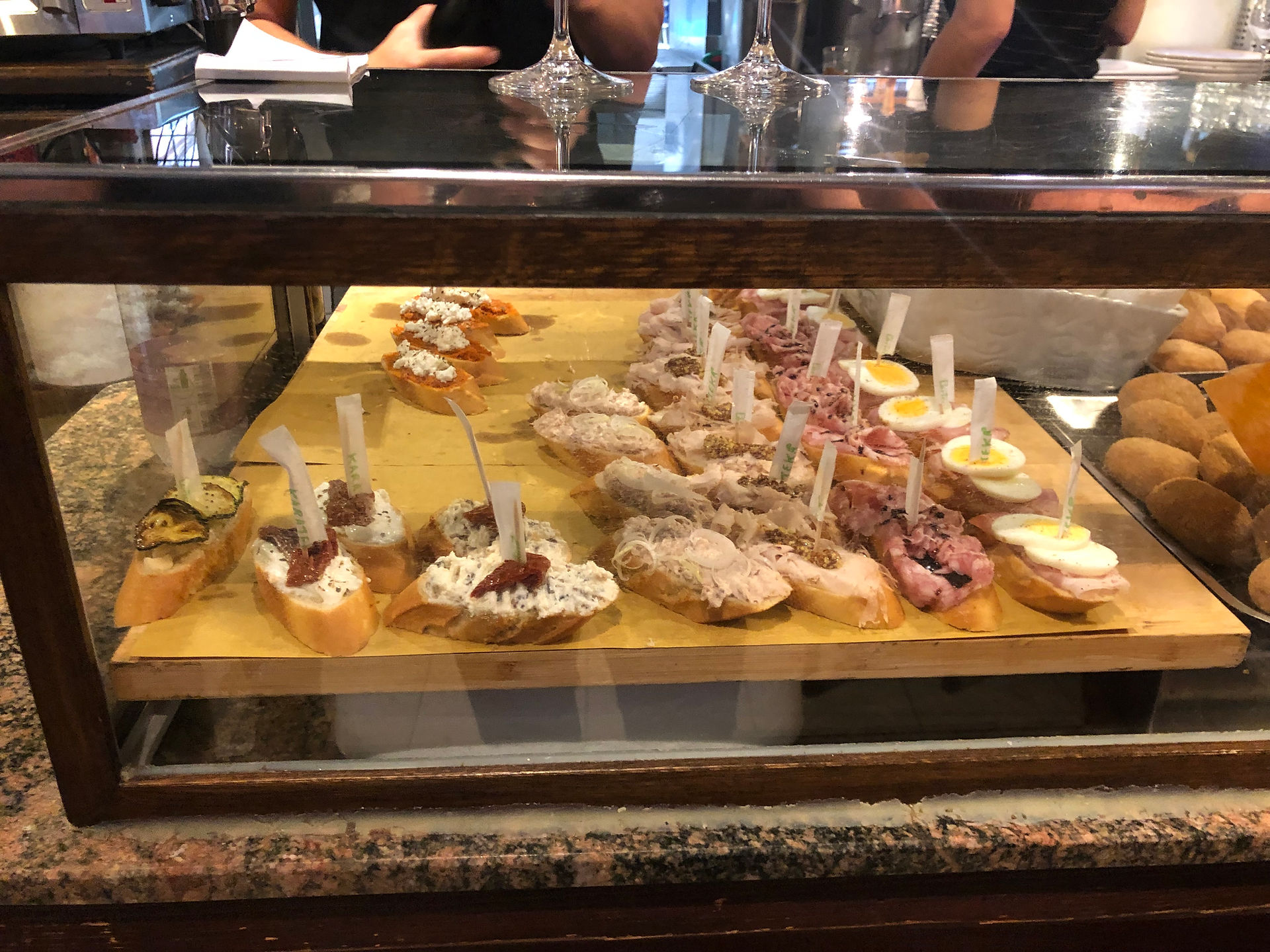 cicchetti, at a bacaro wine bar in venice-  Venetian snacks