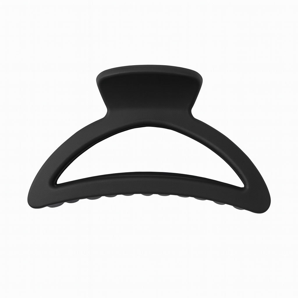 Matte Black Curved Hair Claw Clip – Large Non-Slip Strong Hold Hair Accessory
