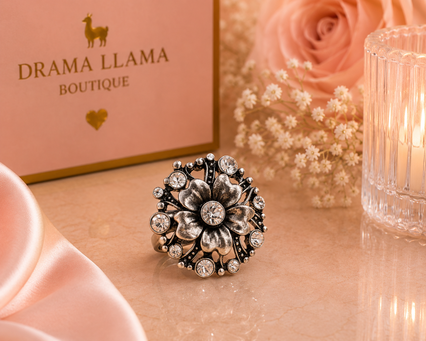 Silver Petal Bloom Ring