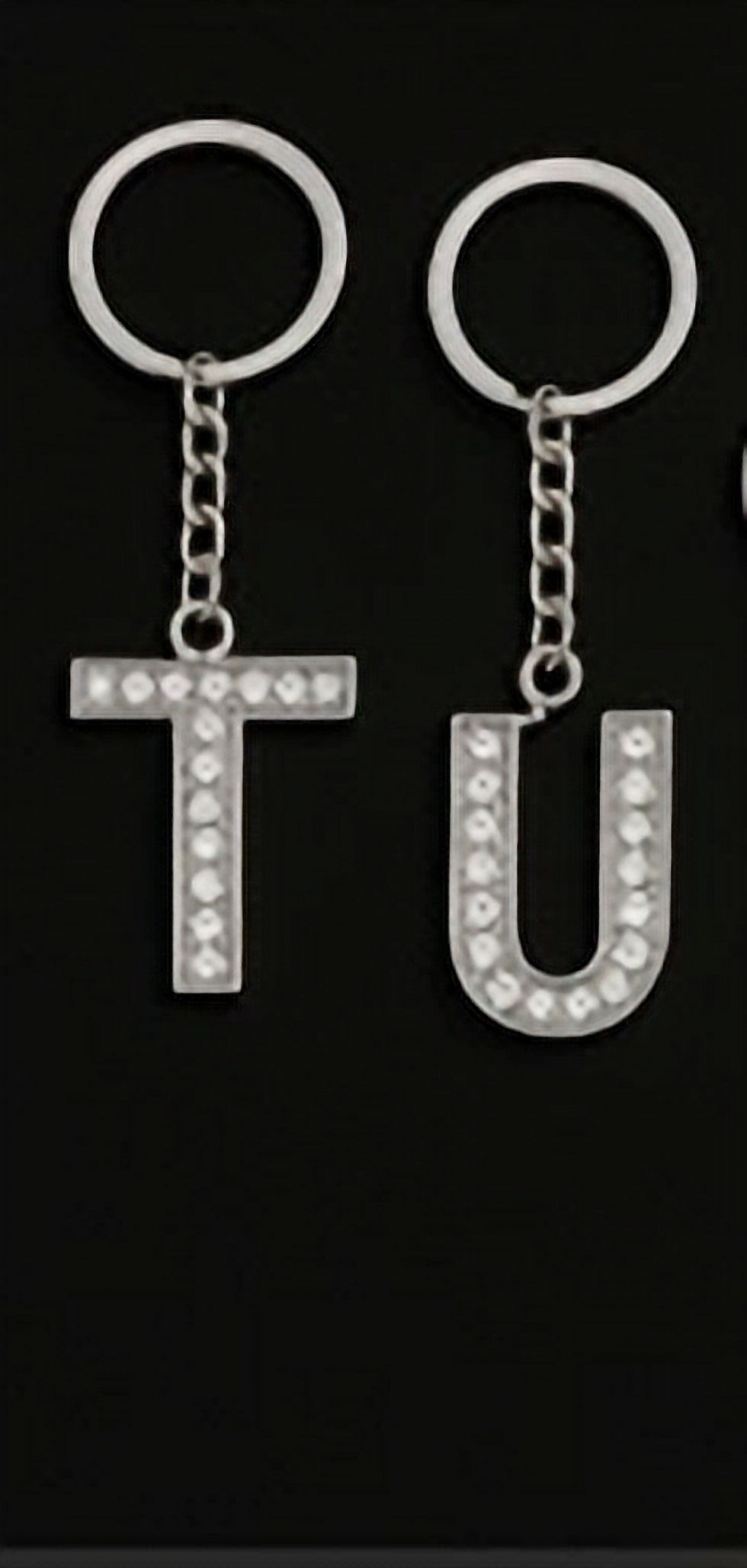 Thumbnail: A–Z Rhinestone Alphabet Keyring – Sparkling Silver Letter Keychain for Bags, Key