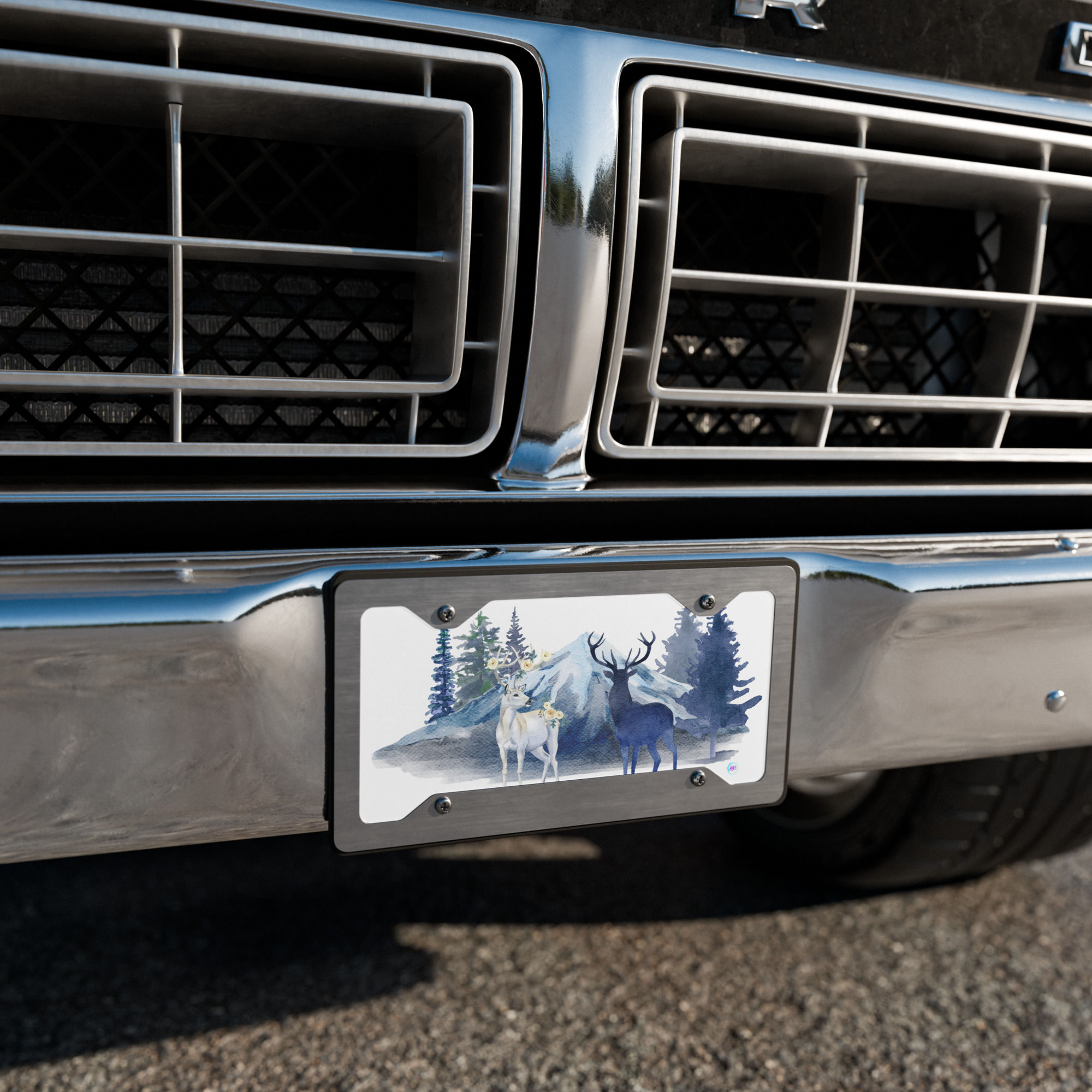 double deer print on a vanity plate