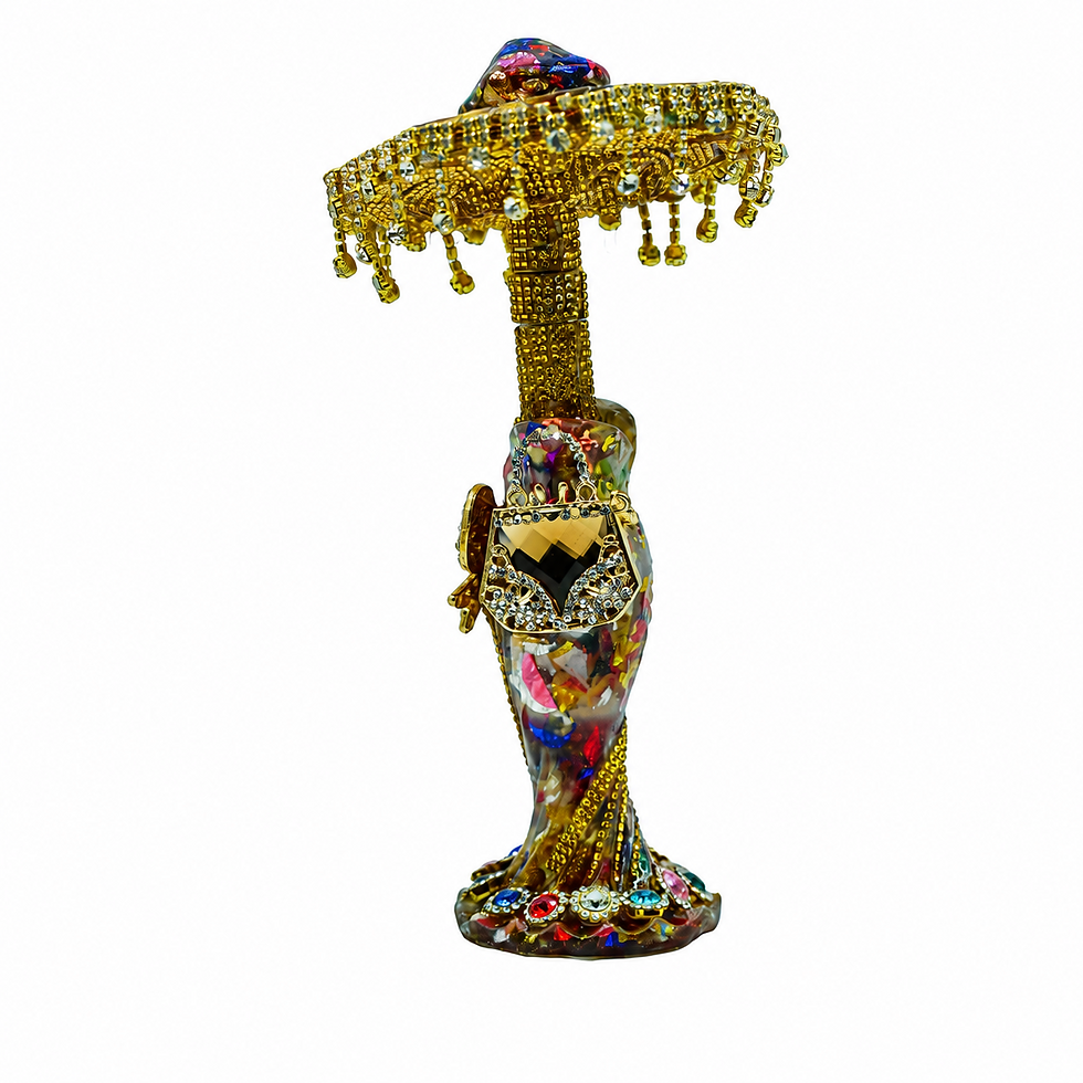Thumbnail: Valentina Zambrano™ Old Money™ collector bottle with black-and-gold jeweled handbag, full view