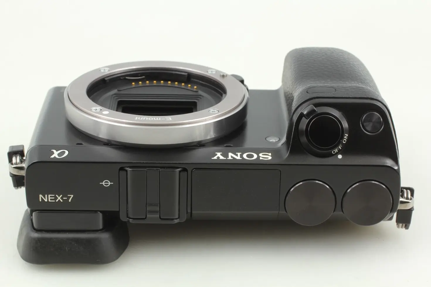 Close-up of a black Sony camera with the word SONY visible.