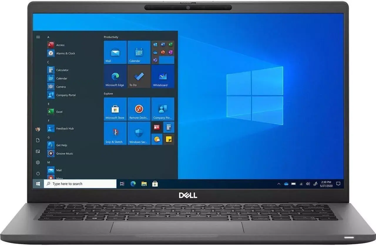 Dell laptop screen featuring Windows with app icons, background, desktop. Vescar.