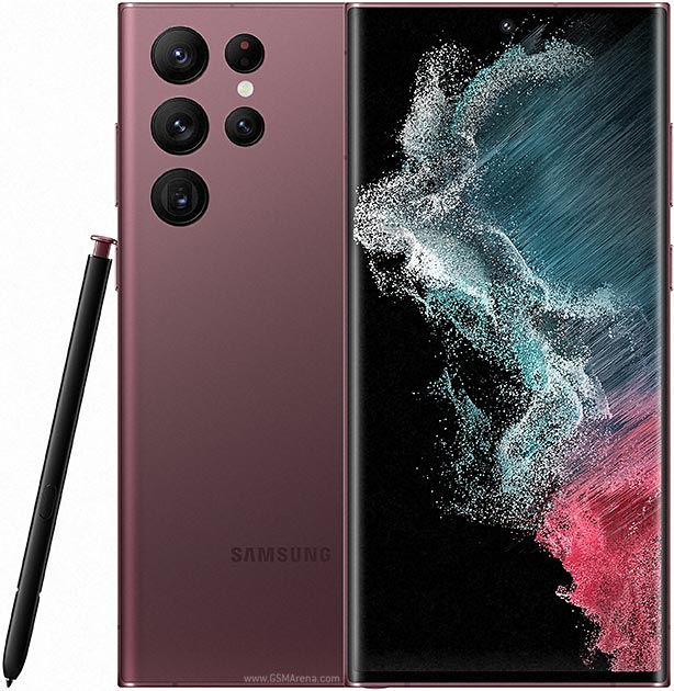 Samsung smartphone with pen and multiple cameras, a modern design.