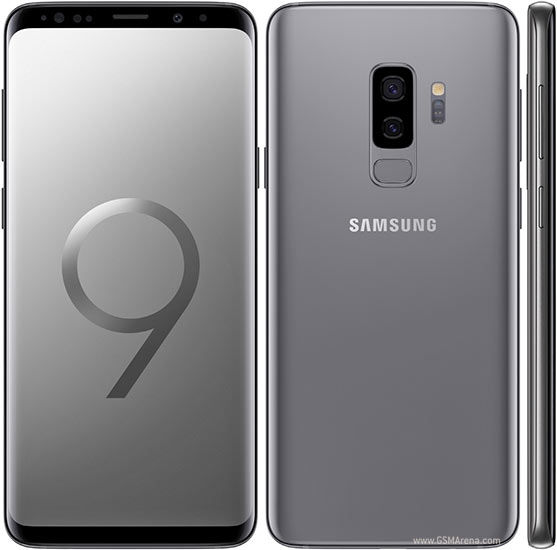 Samsung Galaxy S9 front and back view with grey finish