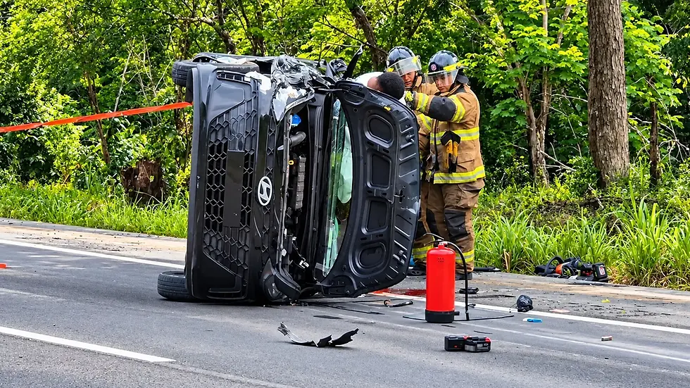 Fuerte colisión en la Panamericana: vehículo impacta un taxi, vuelca y deja un herido grave en San Félix