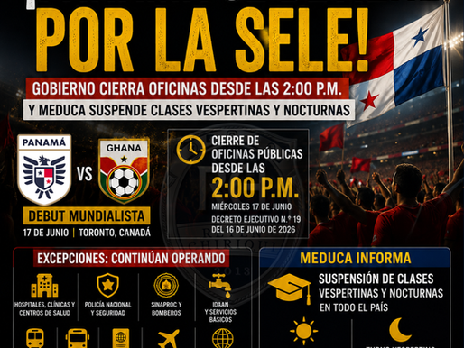 Panamá paraliza al país: Gobierno cierra oficinas públicas y Meduca suspende clases por el debut mundialista