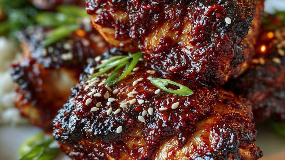 Korean Chicken Thighs with Gochujang Glaze