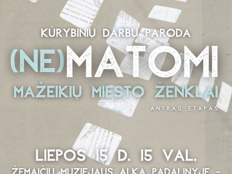 Projekto „(NE)matomi Mažeikių miesto ženklai“ parodos atidarymo akimirkos Telšių ješivoje 07.15